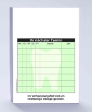 Terminzettel, DIN A7 grün Schattendruck Zahn, Mo-Fr (10er Pack)