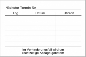 Terminplanfeld auf Visitenkarten-Rückseite (Upgrade)