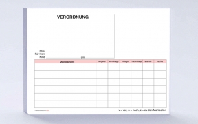 Medikamenten-Verordnung, Block mit 65 Blatt blanco