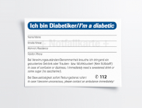 Notfallkarte für Diabetiker 100-Pack